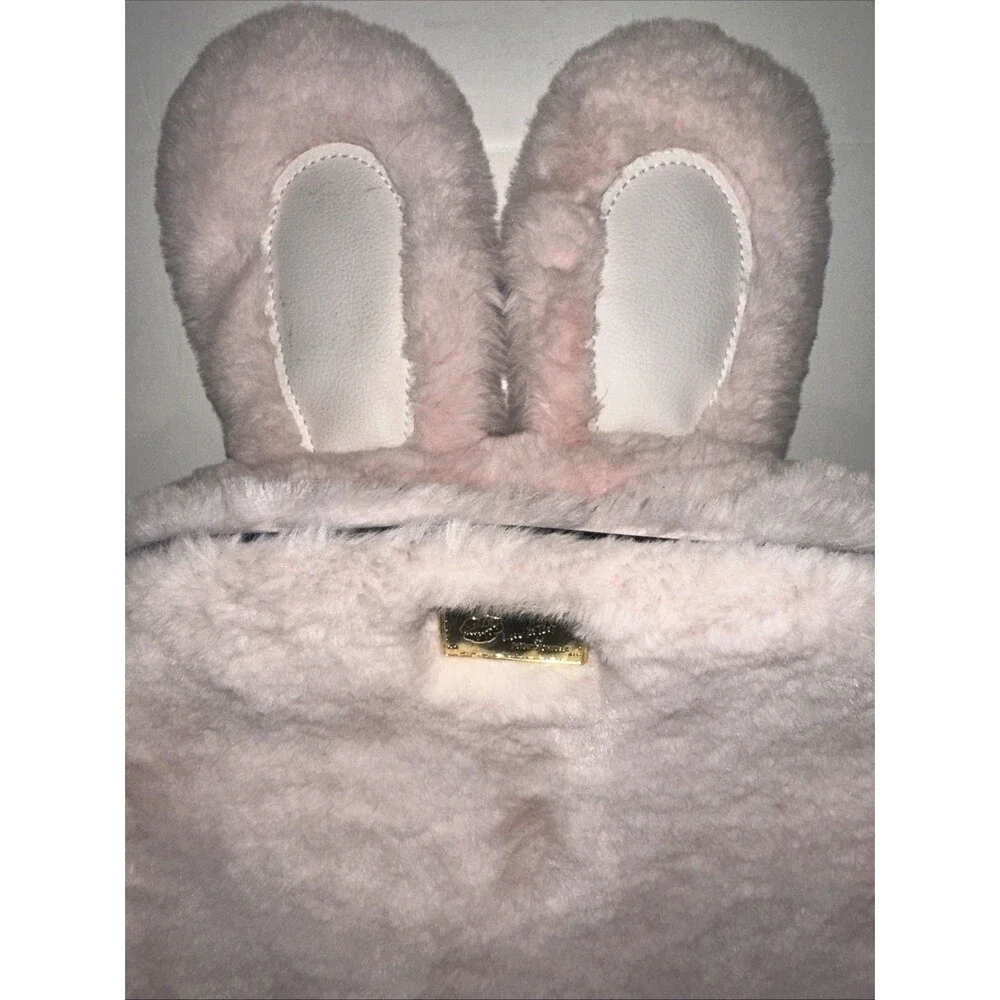 LUV Betsey Johnson Rabbit  Backpack Pink EUC Adorable Fury Bunny Ears & Tail